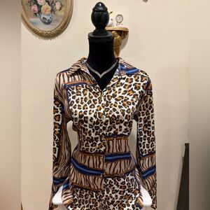 Oltre Leopard Print Button-Up Shirt